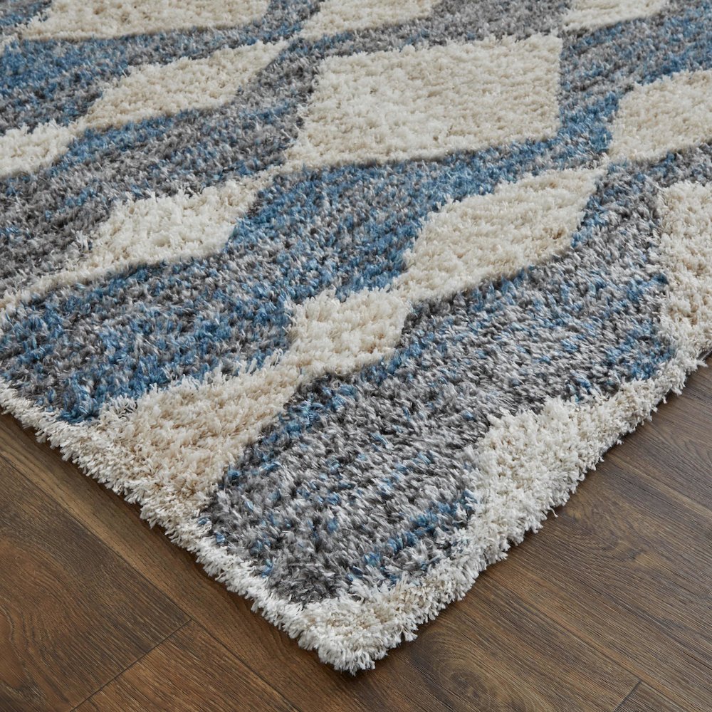 Mynka Transitional Diamond, Ivory/Gray/Blue, 7'-11" x 10' Area Rug. Picture 3