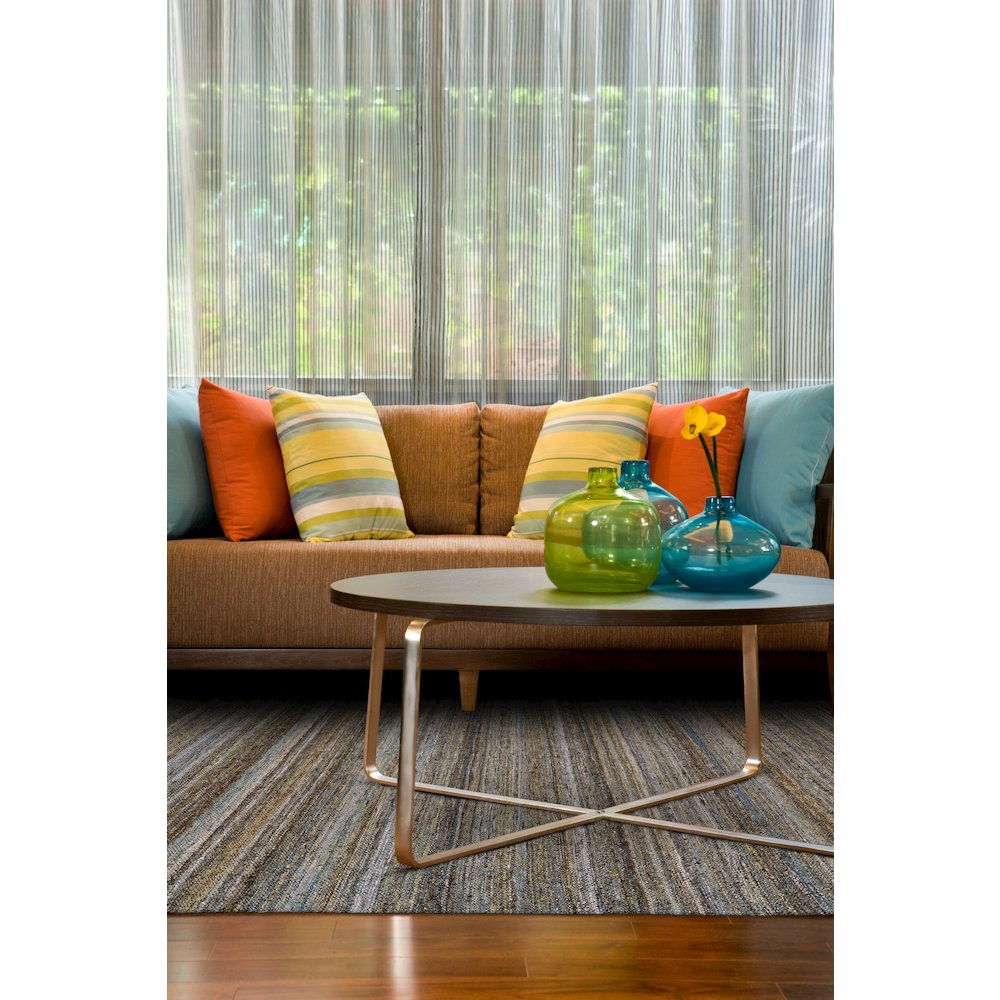 Brady Transitional Stripes, Gray/Green/Blue, 9' x 12' Area Rug. Picture 2