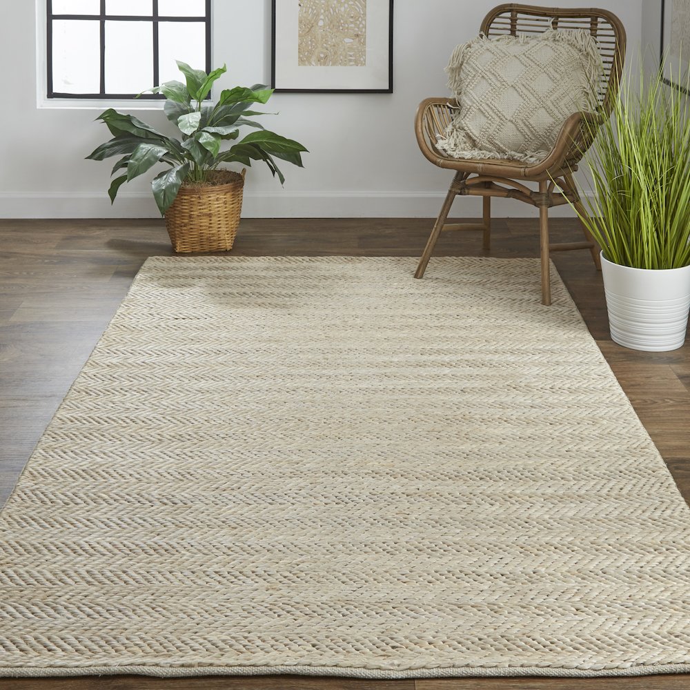Kaelani Natural Handmade Area Rug, Solid Color, Dove Gray, 5ft x 8ft, 6850770FDOV000E10. Picture 2