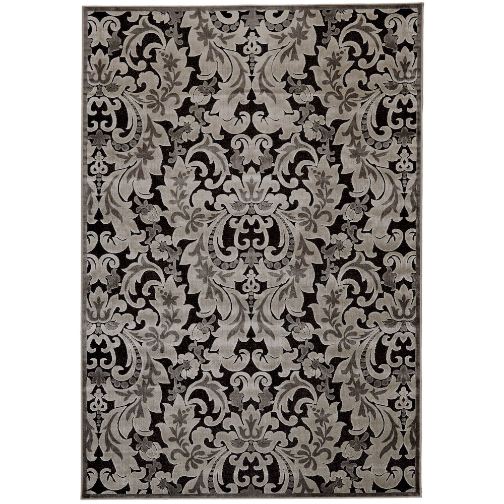 Transitional Floral & Botanical, Taupe/Black/Gray, 7'-6" x 10'-6" Area Rug. Picture 1