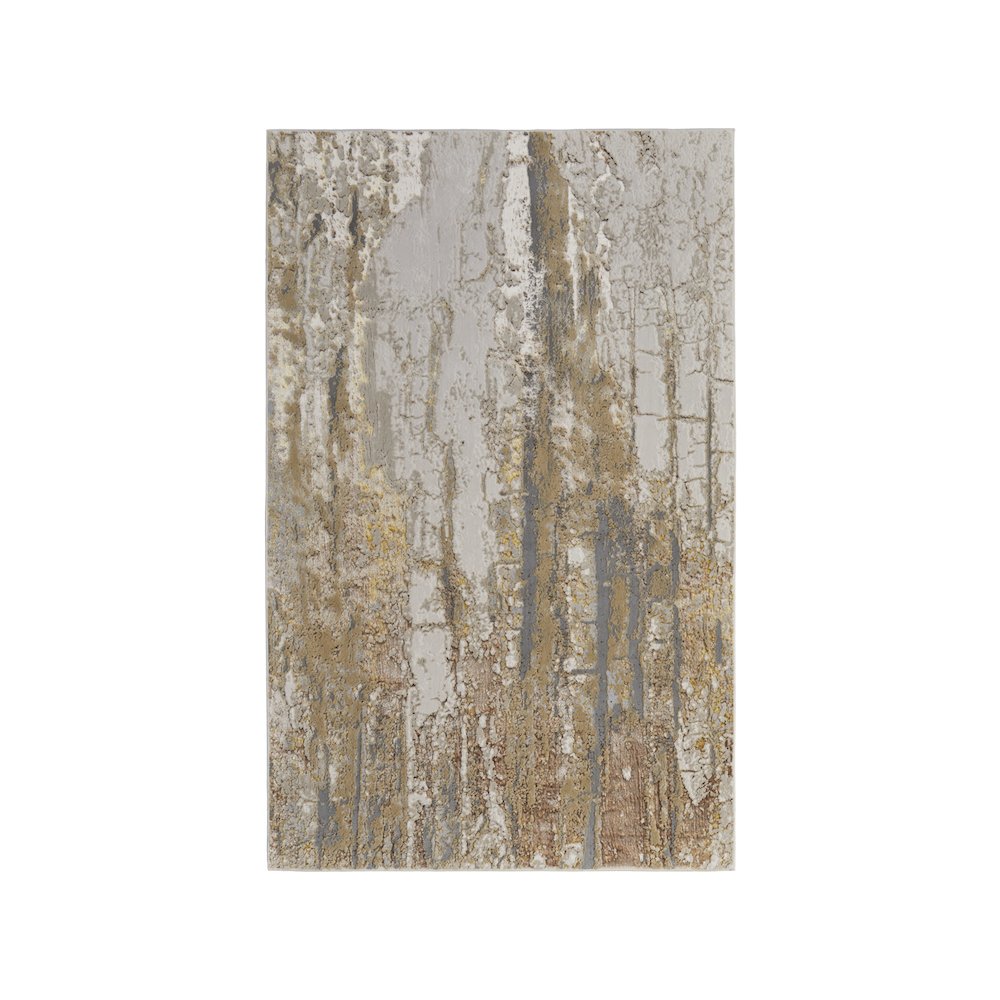 Aura Modern Abstract, Ivory/Gold/Brown, 5' x 8' Area Rug. Picture 1