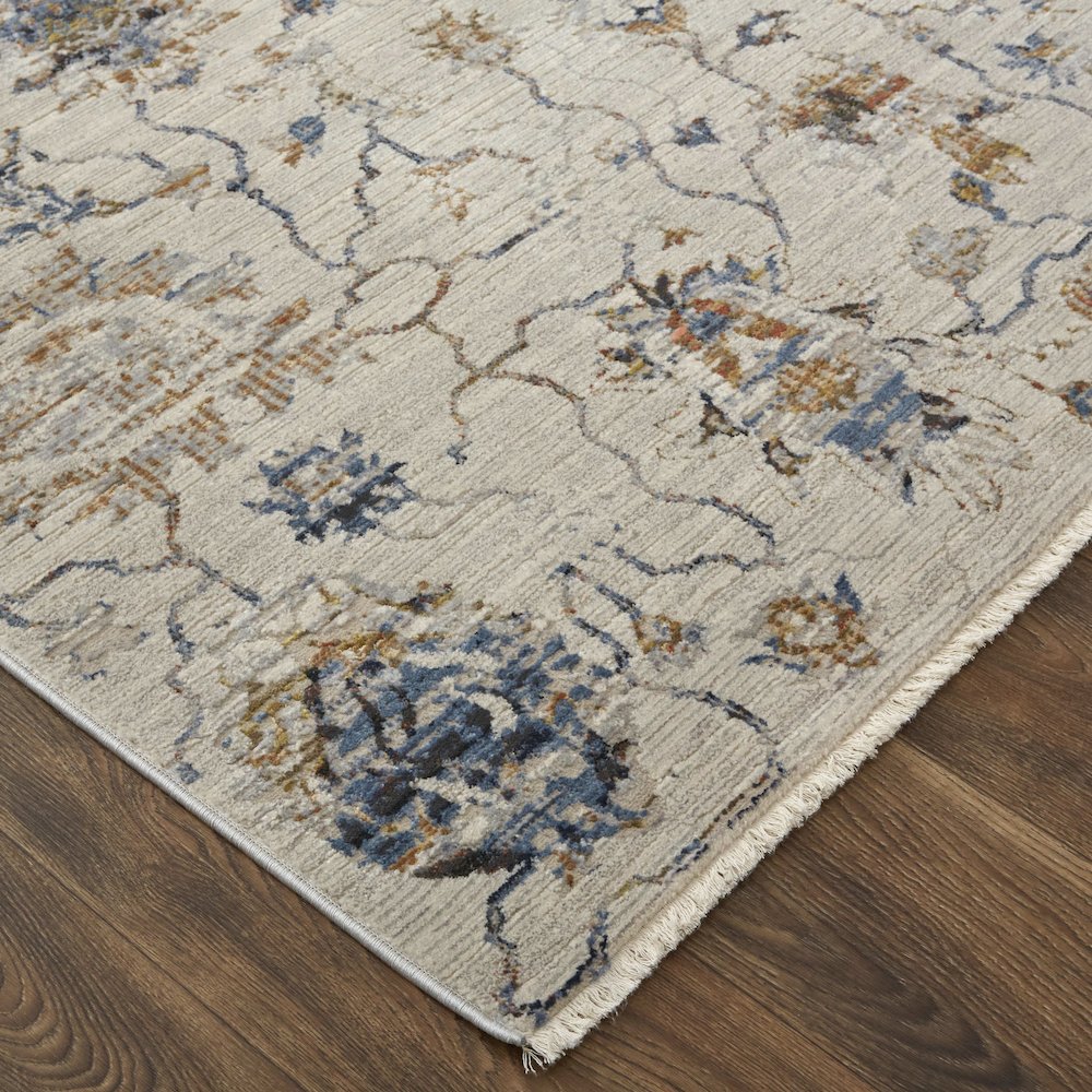 Kaia Transitional Floral & Botanical, Ivory/Orange/Blue, 3' x 5' Accent Rug. Picture 3