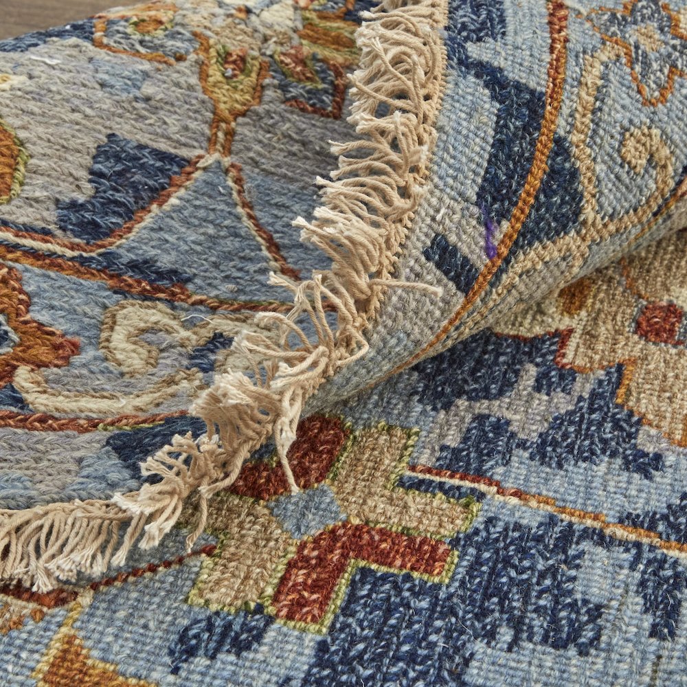 Leylan Transitional Floral & Botanical, Blue/Orange/Red, 5'-6" x 8'-6" Area Rug. Picture 7