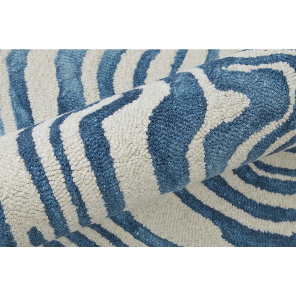 Lorrain Modern Abstract, Blue/Ivory, 10' x 10' Round Rug. Picture 5