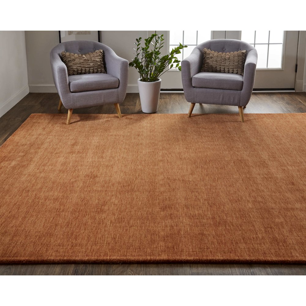 Luna Modern Solid, Orange, 8' x 11' Area Rug. Picture 2