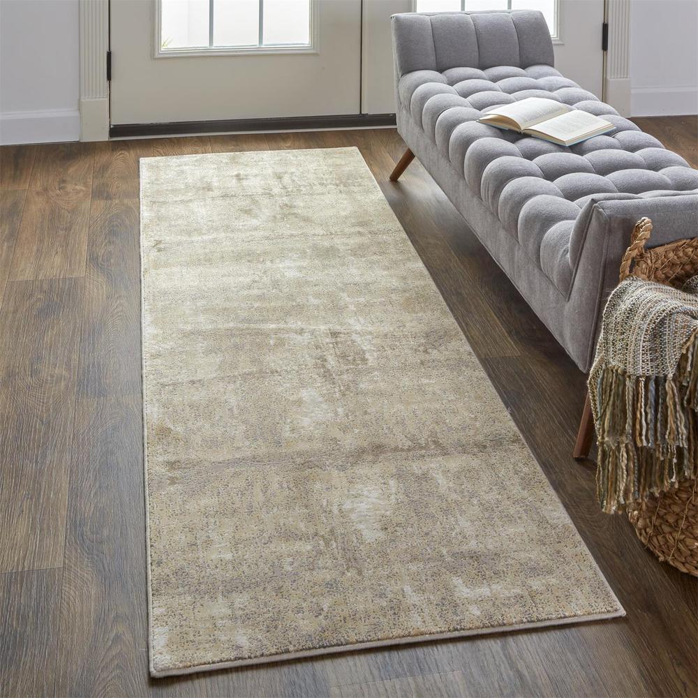 Frida Distressed Abstract Watercolor Rug, Latte Tan/Gray, 2ft-6in x 8ft, Runner, PRK3701FIVYGRYI68. Picture 1