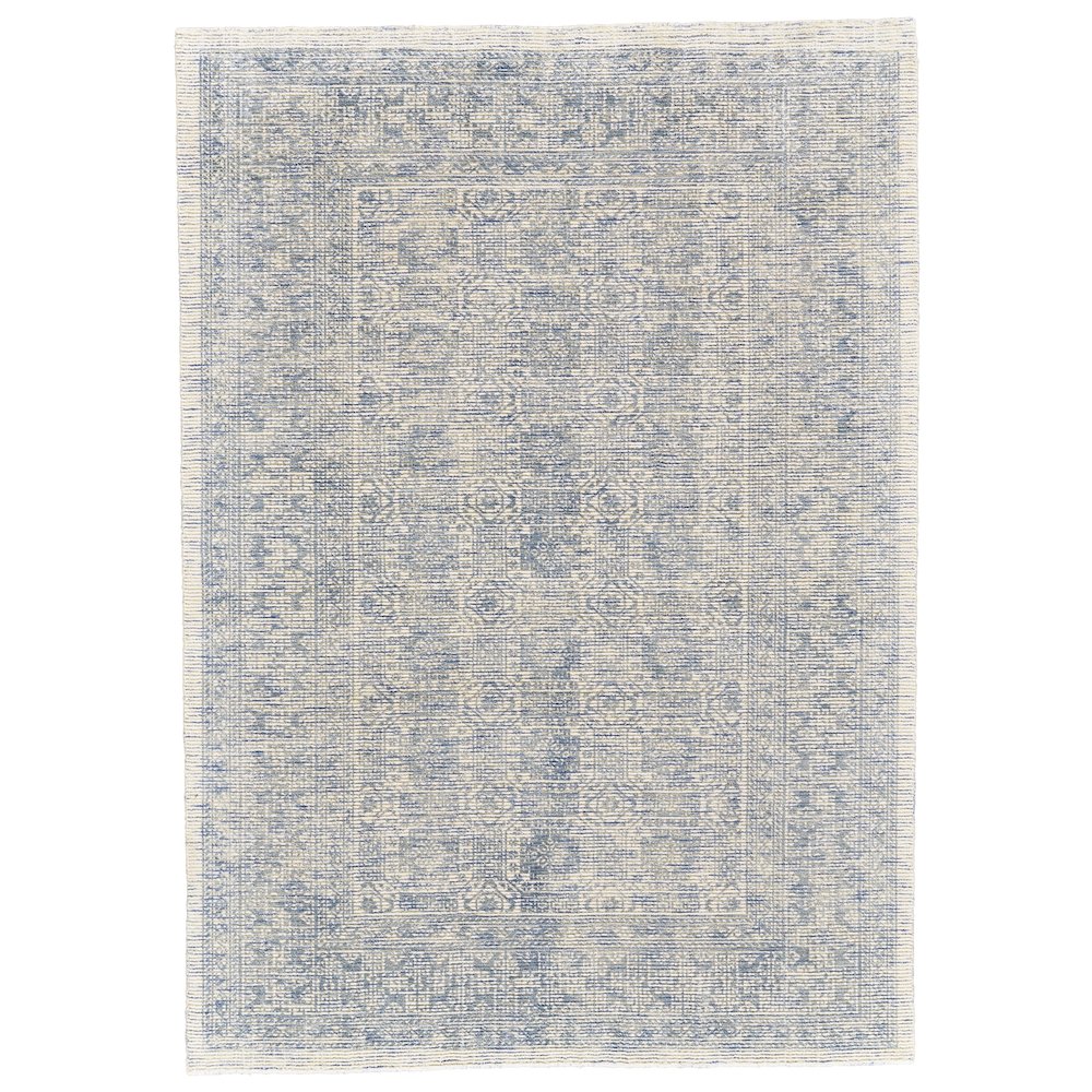 Reagan Transitional Bordered, Blue/Ivory, 2' x 3' Accent Rug. Picture 1