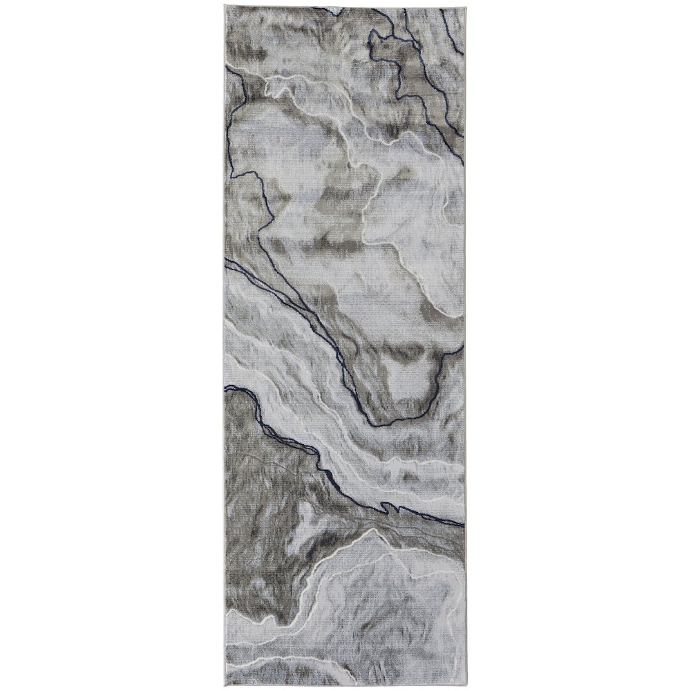 Gaspar Modern Abstract, Taupe/Gray/Blue, 2'-10" x 8' Runner. Picture 1