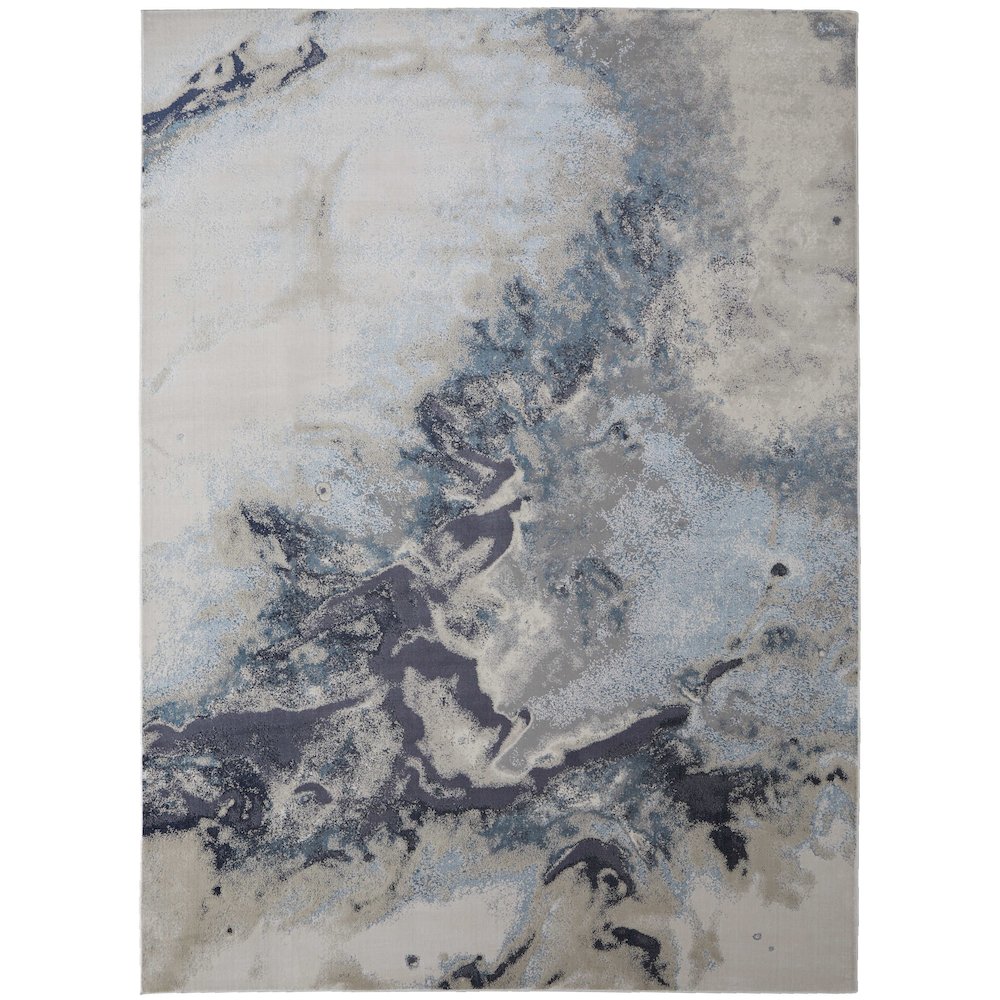 Astra Transitional Abstract, Blue/Gray/Ivory, 6'-7" x 9'-6" Area Rug. Picture 1