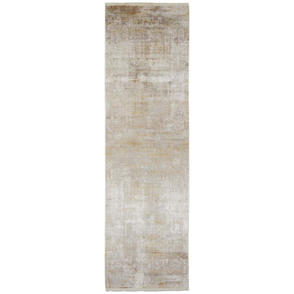 Cadiz Modern Abstract, Taupe/Ivory/Gold, 3'-1" x 10' Runner. Picture 1