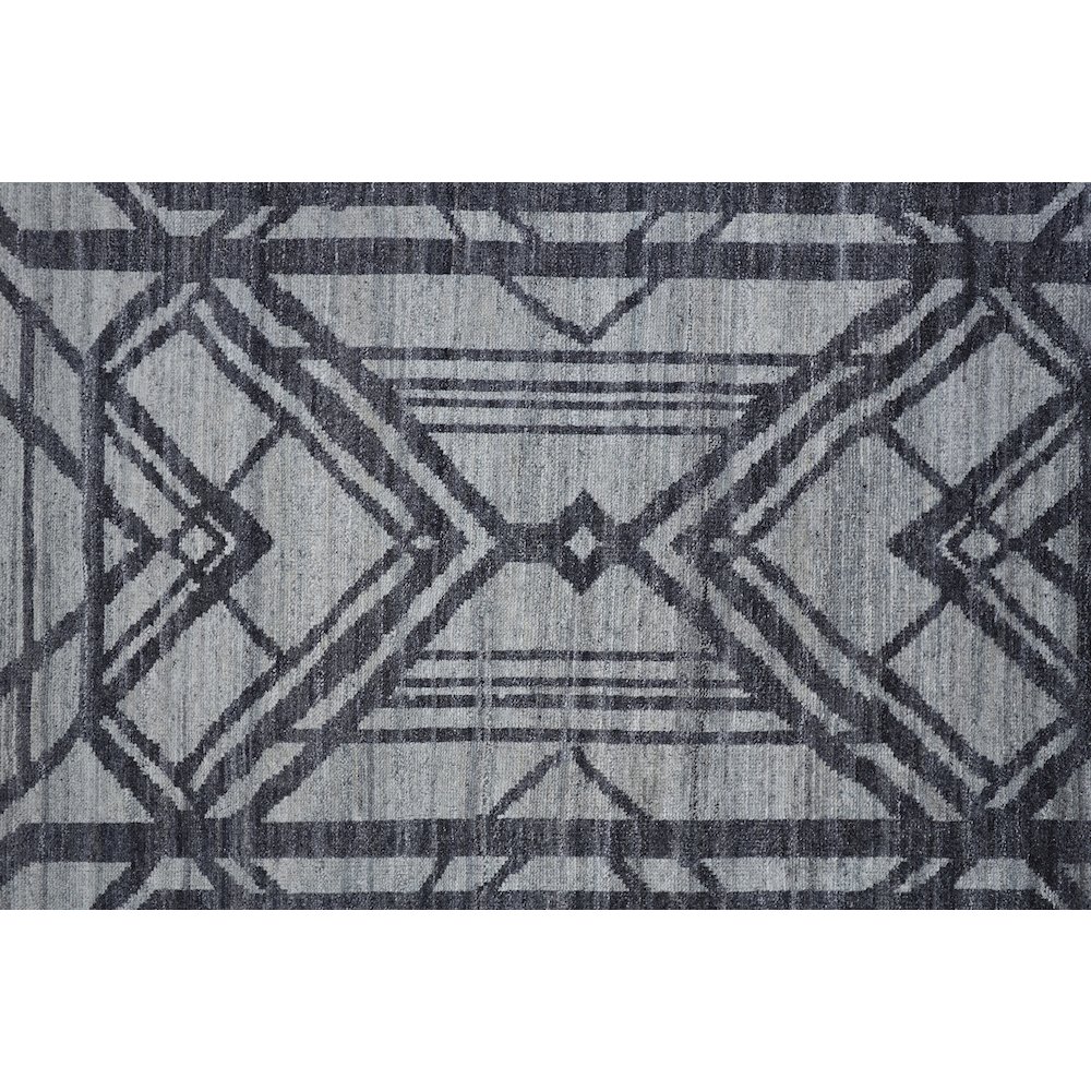 Vivien Art Deco Hand Knot Wool Rug, Graphite Gray/Denim, 2ft x 3ft Accent Rug, 8046554FGRYBLUP00. Picture 6