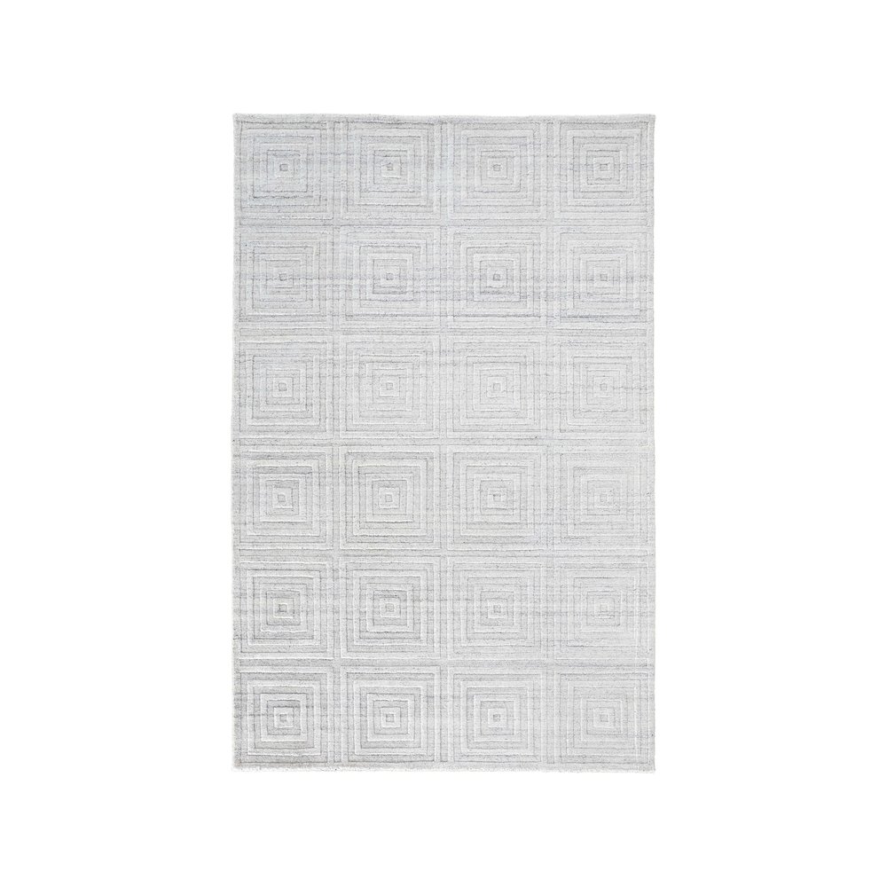 Redford Transitional Solid, White/Silver, 5' x 8' Area Rug. Picture 1