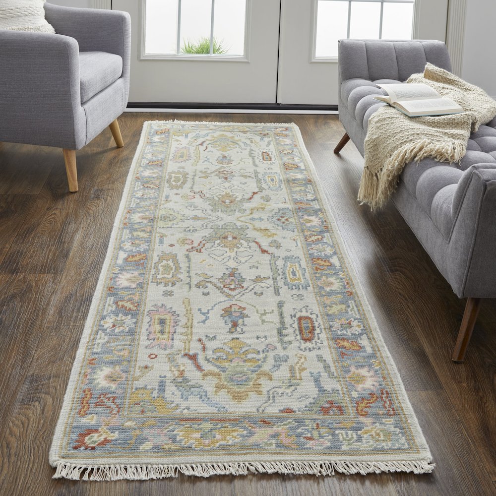 Karina Traditional Persian, Blue/Gray/Gold, 2'-6" x 8' Runner. Picture 2