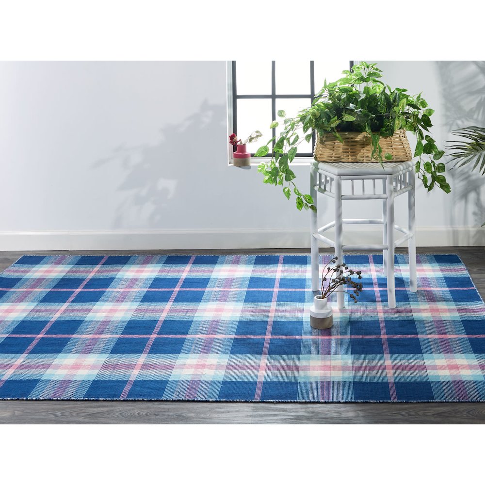 Crosby Eco-Friendly PET Dhurrie, Bright Blue/Peony Pink, 5ft x 8ft Area Rug, 8830565FNVY000E10. Picture 2