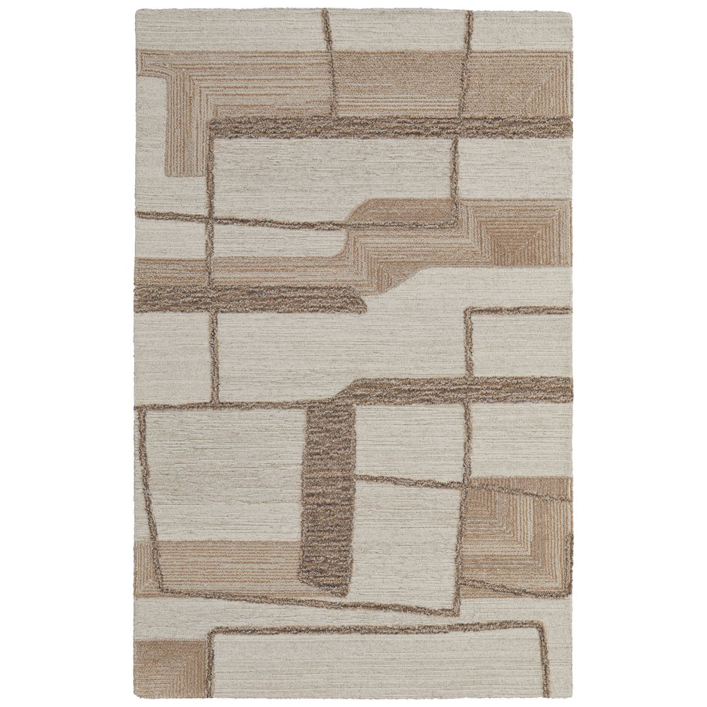 Pollock Modern Geometric, Ivory/Brown/Tan, 3'-6" x 5'-6" Accent Rug. Picture 1