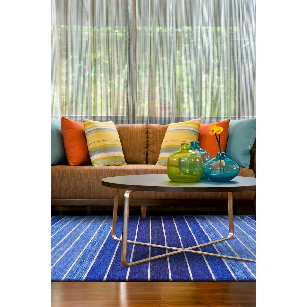 Santino Transitional Stripes, Blue, 5' x 8' Area Rug. Picture 2