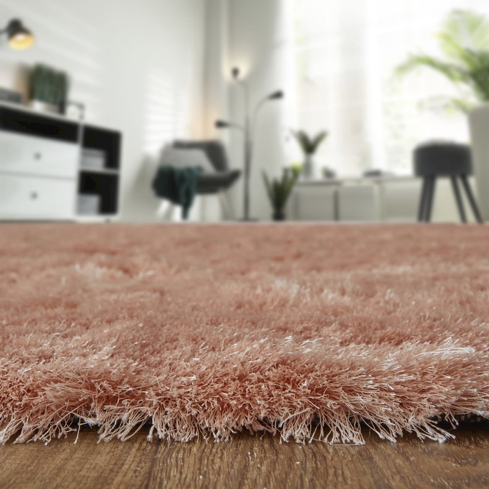 Indochine Plush Shag Rug with Metallic Sheen, Salmon Pink, 10ft x 10ft Round, 4944550FBLH000N95. Picture 8