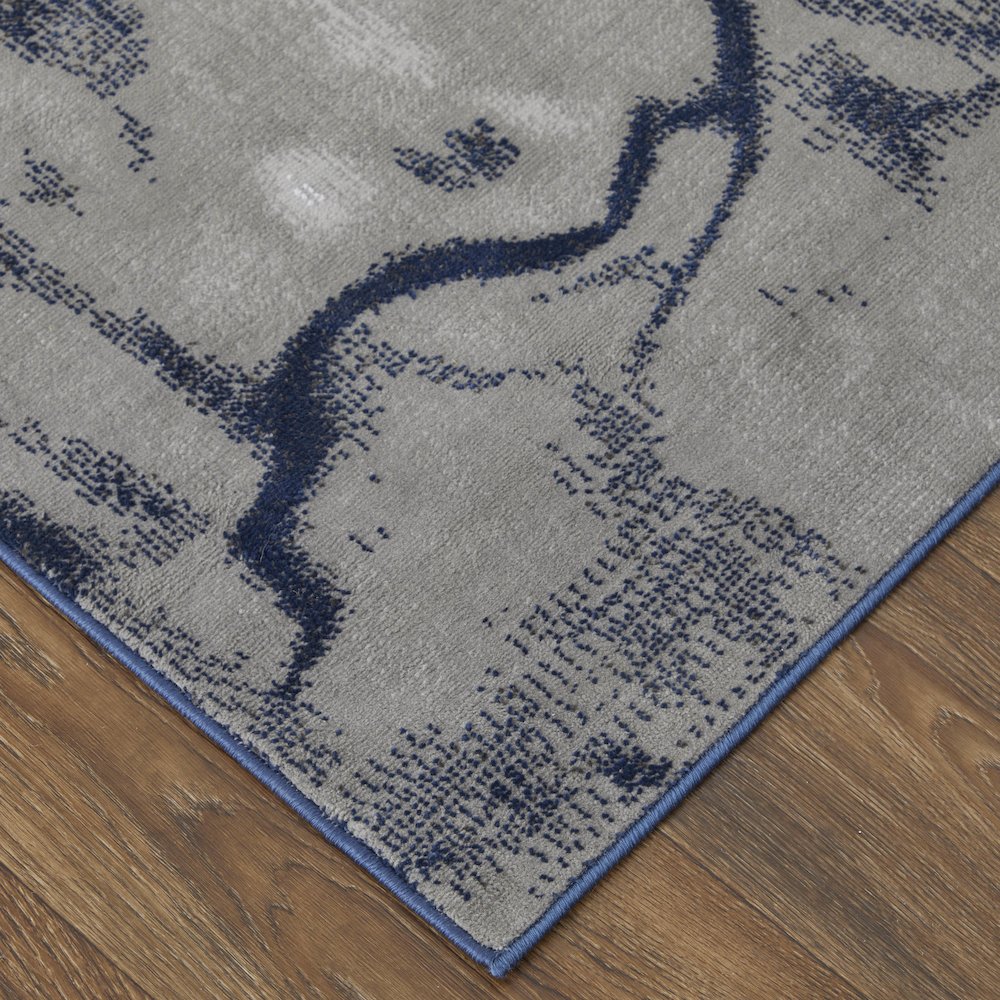 Gaspar Modern Abstract, Blue/Gray/Ivory, 2'-10" x 8' Runner. Picture 3