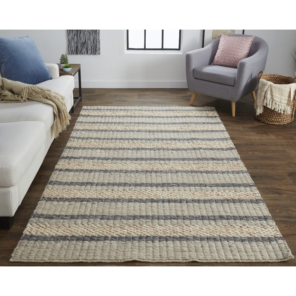 Berkeley Modern Eco-Friendly Bouclé Rug, Natural/Dark Gray, 3ft-6in x 5ft-6in, 6790738FNATMLTC50. Picture 2