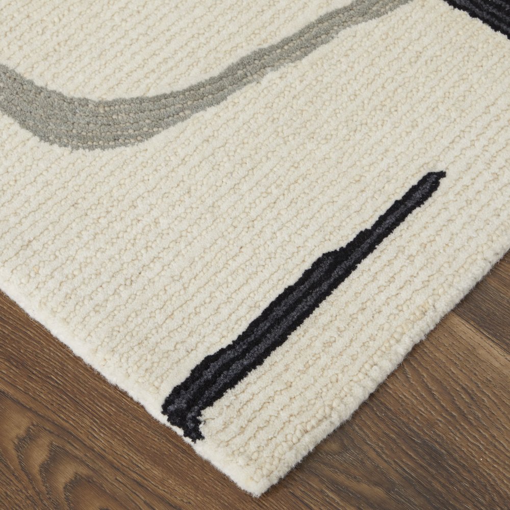 Maguire Transitional Abstract, Ivory/Gray/Black, 8' x 10' Area Rug. Picture 3