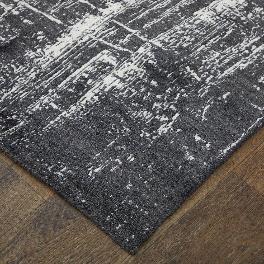 Coda Modern Abstract, Black/White, 2' x 3' Accent Rug. Picture 3