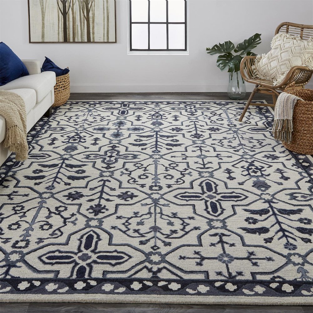 Fallon Rustic Farmhouse Rug, Flora/Fauna, Warm Dark Gray, 9ft x 12ft Area Rug, FLN8839FIVY000G00. Picture 2