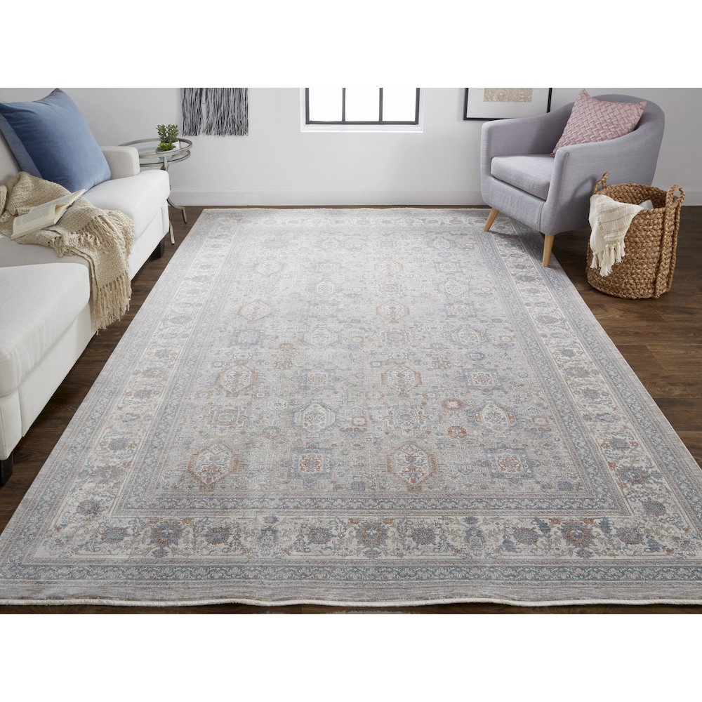 Marquette Rustic Persian Farmhouse Rug, Warm Gray/Blue, 12ft x 15ft Area Rug, MRQ3761FGRYMLTJ00. Picture 2