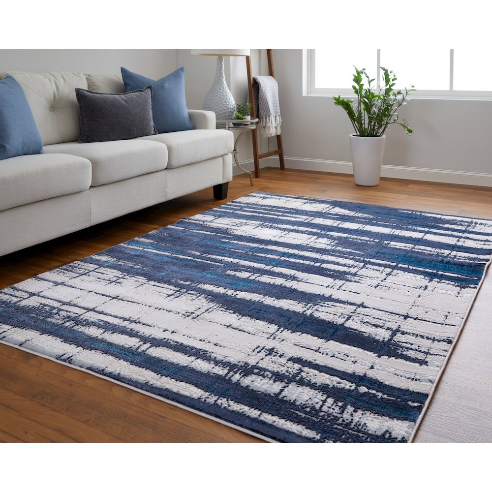 Indio Modern Abstract, Ivory/Blue/Gray, 2'-10" x 7'-10" Runner. Picture 2