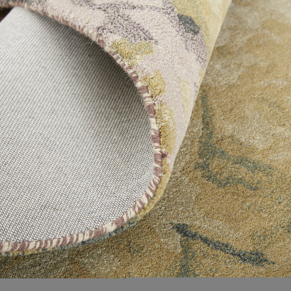 Amira Modern Watercolor Rug, Eggplant/Lodon Green/Gold, 9ft x 12ft Area Rug, AMI8633FPURGRNG00. Picture 7