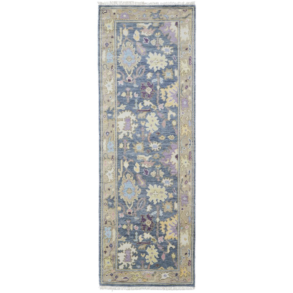 Karina Traditional Persian, Gold/Blue/Purple, 2'-6" x 8' Runner. Picture 1