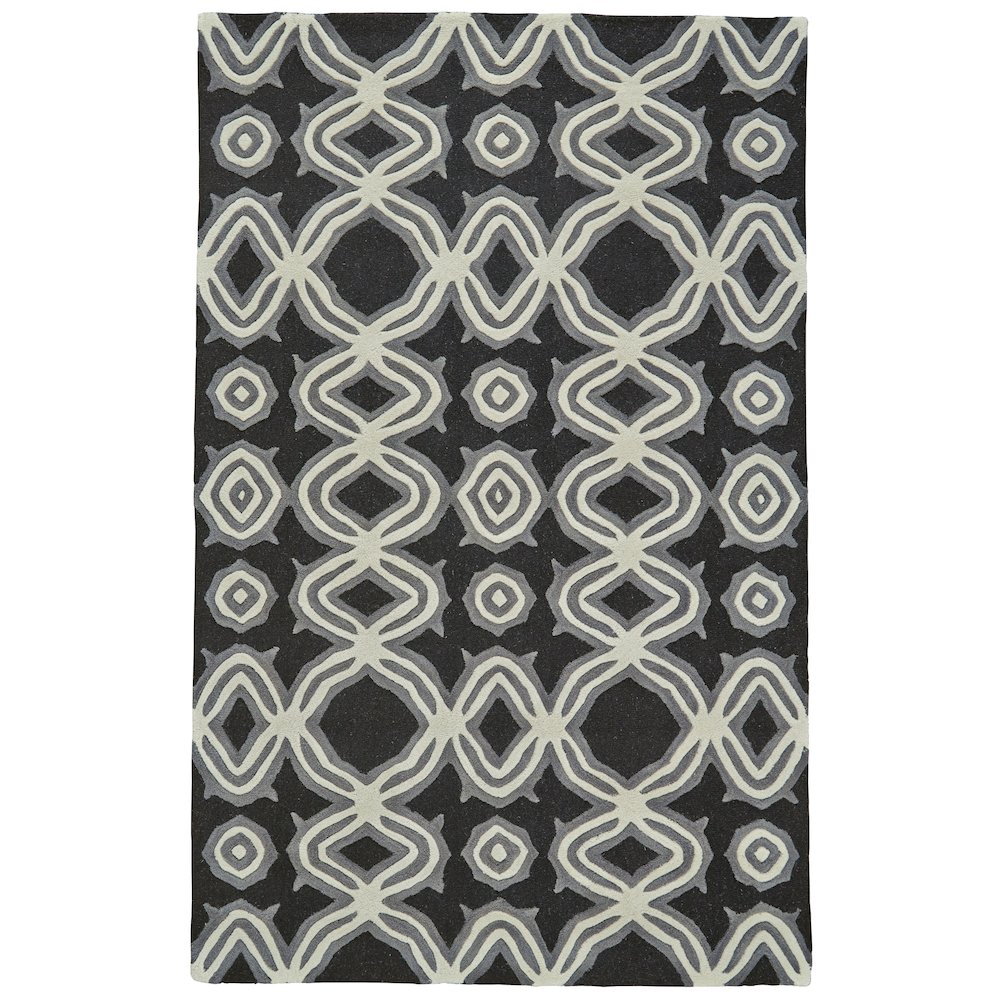 Ella Transitional Abstract, Black/Ivory/Gray, 5' x 8' Area Rug. Picture 1