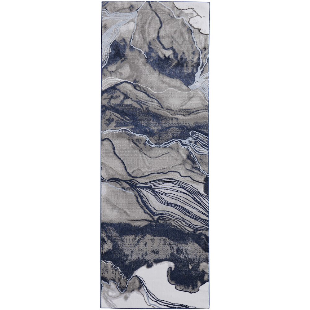 Gaspar Modern Abstract, Blue/Gray/Ivory, 2'-10" x 8' Runner. Picture 1
