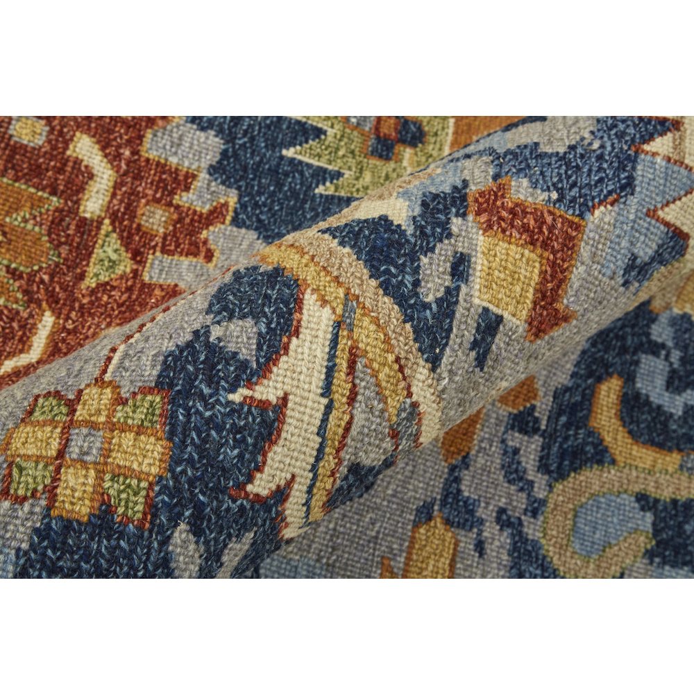 Leylan Transitional Floral & Botanical, Blue/Orange/Red, 5'-6" x 8'-6" Area Rug. Picture 5