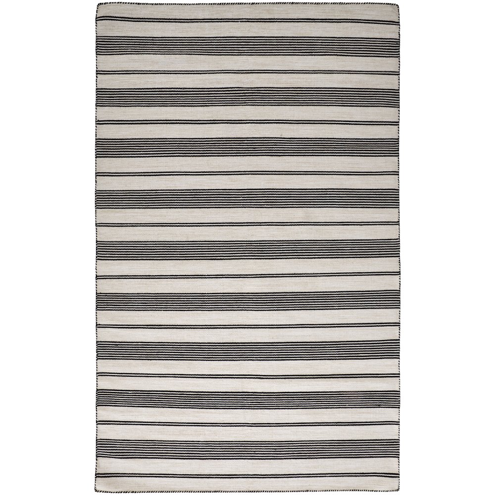 Duprine Transitional Stripes, Black/White/Ivory, 10' x 14' Area Rug. Picture 1
