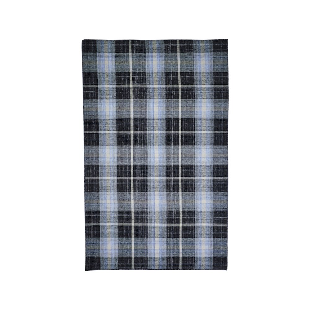 Crosby Eco-Friendly PET Dhurrie, Black/Sky Blue, 8ft x 10ft Area Rug, 8830565FCHL000F00. Picture 1