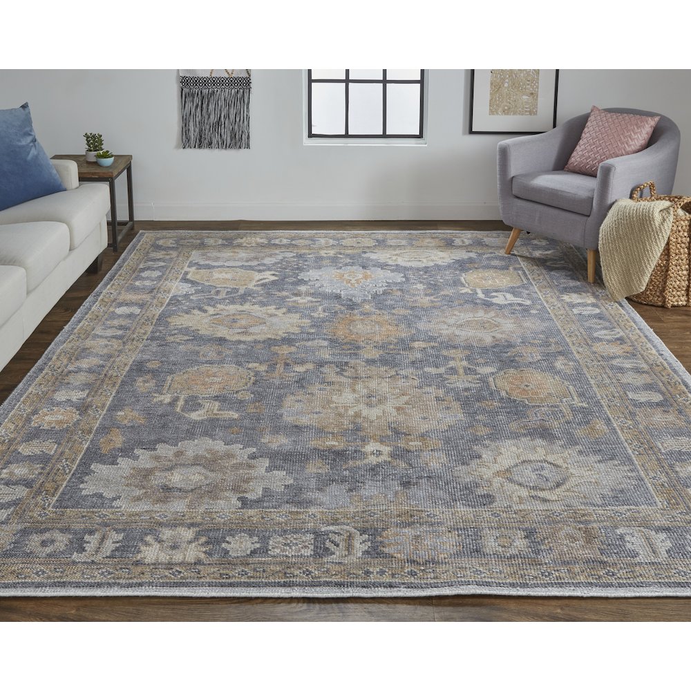 Wendover Eco Friendly PET Oushak Rug, Stone Blue/Apricot Tan, 8ft x 10ft Area Rug, WND6842FCHL000F00. Picture 2