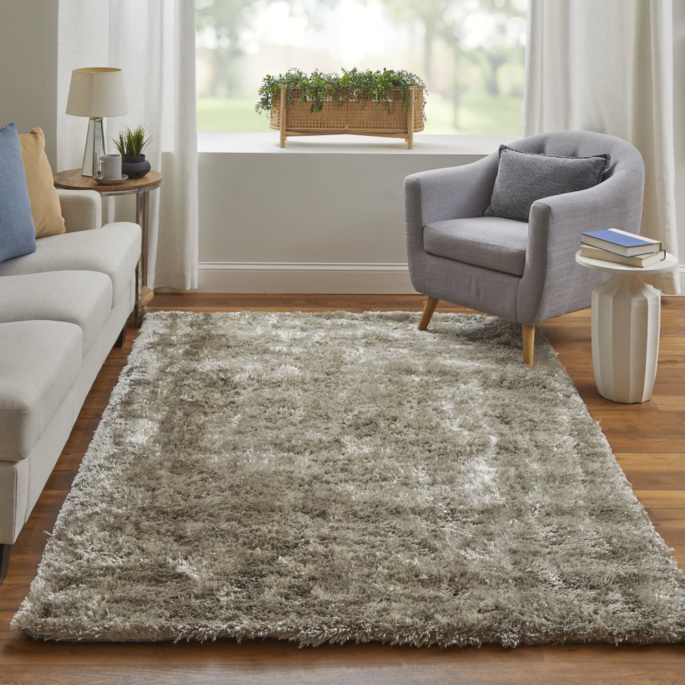 Blunham Lustrous Shimmering Shag Rug, Goloden Bronze, 7ft x 10ft Area Rug, 7494116FTPE000F07. Picture 2