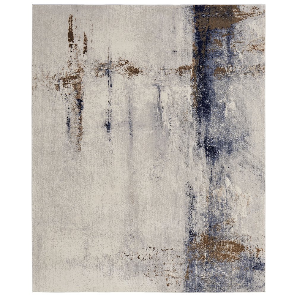 Clio Modern Abstract, Ivory/Blue/Brown, 5' x 7'-6" Area Rug. Picture 1
