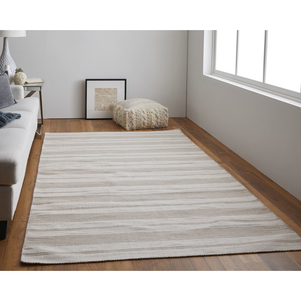 Duprine Transitional Stripes, Ivory/Taupe, 10' x 14' Area Rug. Picture 2