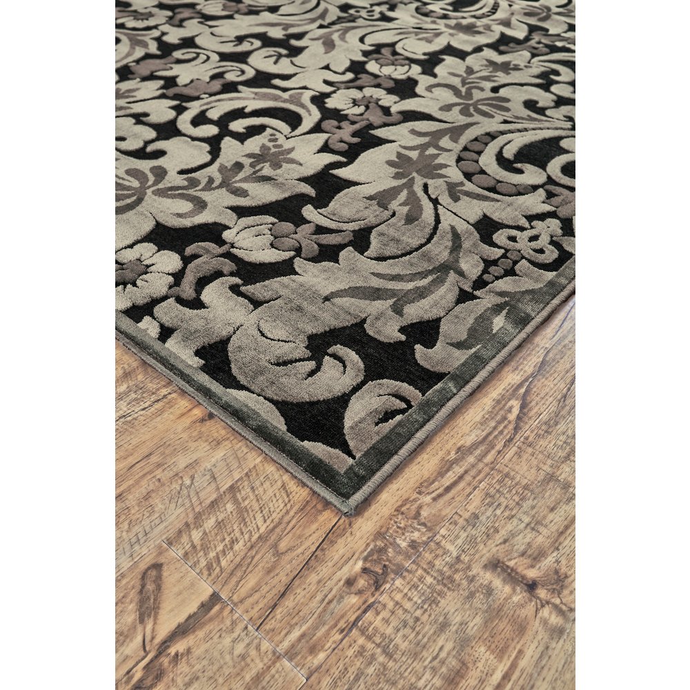 Transitional Floral & Botanical, Taupe/Black/Gray, 7'-6" x 10'-6" Area Rug. Picture 2