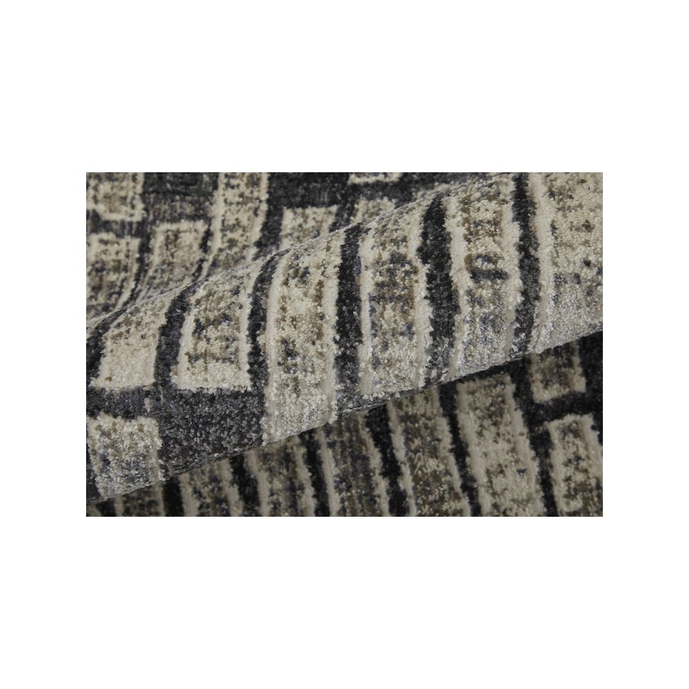 Kano Transitional Geometric, Gray/Black/Ivory, 4'-3" x 6'-3" Accent Rug. Picture 5