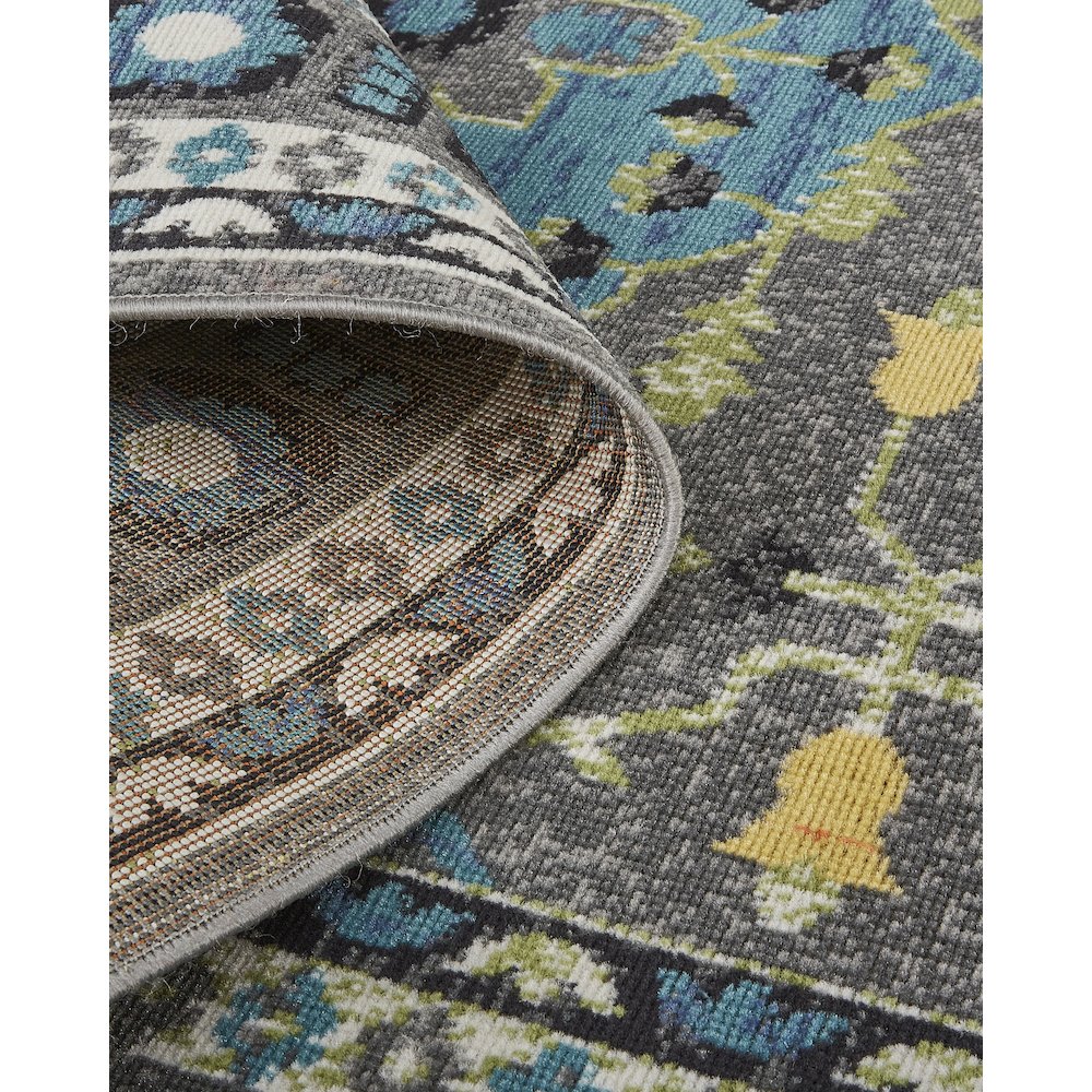 Foster Vinatge Style Kilim Rug, Dark Gray/Capri Blue, 10ft x 13ft-2in Area Rug, FST3754FGRYBLUH13. Picture 6