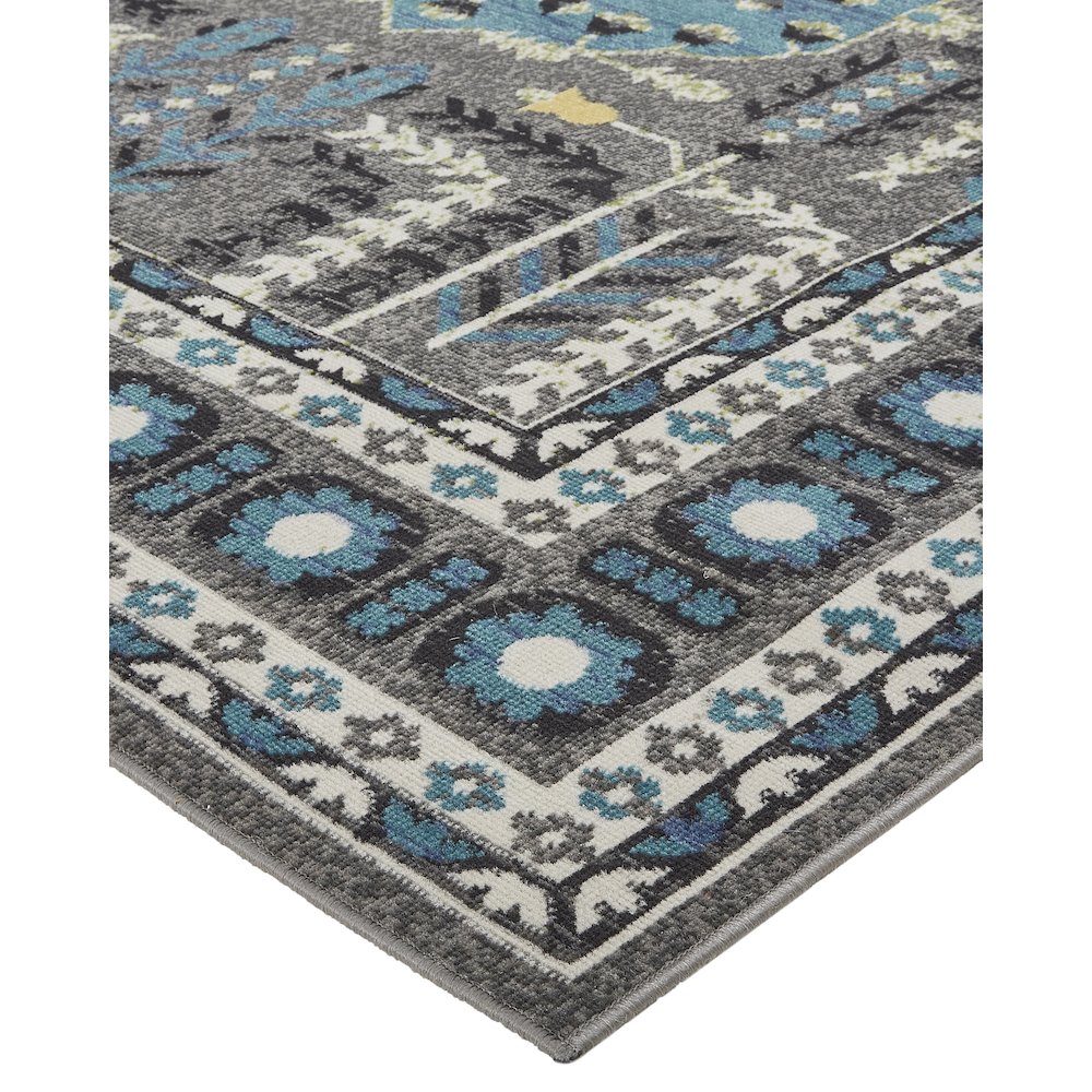 Foster Vinatge Style Kilim Rug, Dark Gray/Capri Blue, 10ft x 13ft-2in Area Rug, FST3754FGRYBLUH13. Picture 3