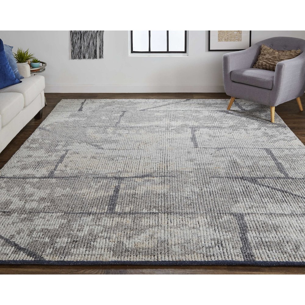 Alford Modern Abstract, Gray/Silver, 5'-6" x 8'-6" Area Rug. Picture 2