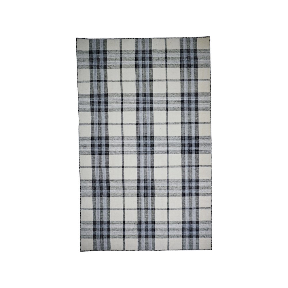 Crosby Eco-Friendly PET Dhurrie, Ivory/Sky Blue/Black, 5ft x 8ft Area Rug, 8830565FIVYCHLE10. Picture 1