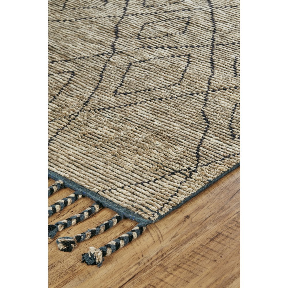 Twain Transitional Diamond, Tan/Blue/Black, 5'-6" x 8'-6" Area Rug. Picture 2