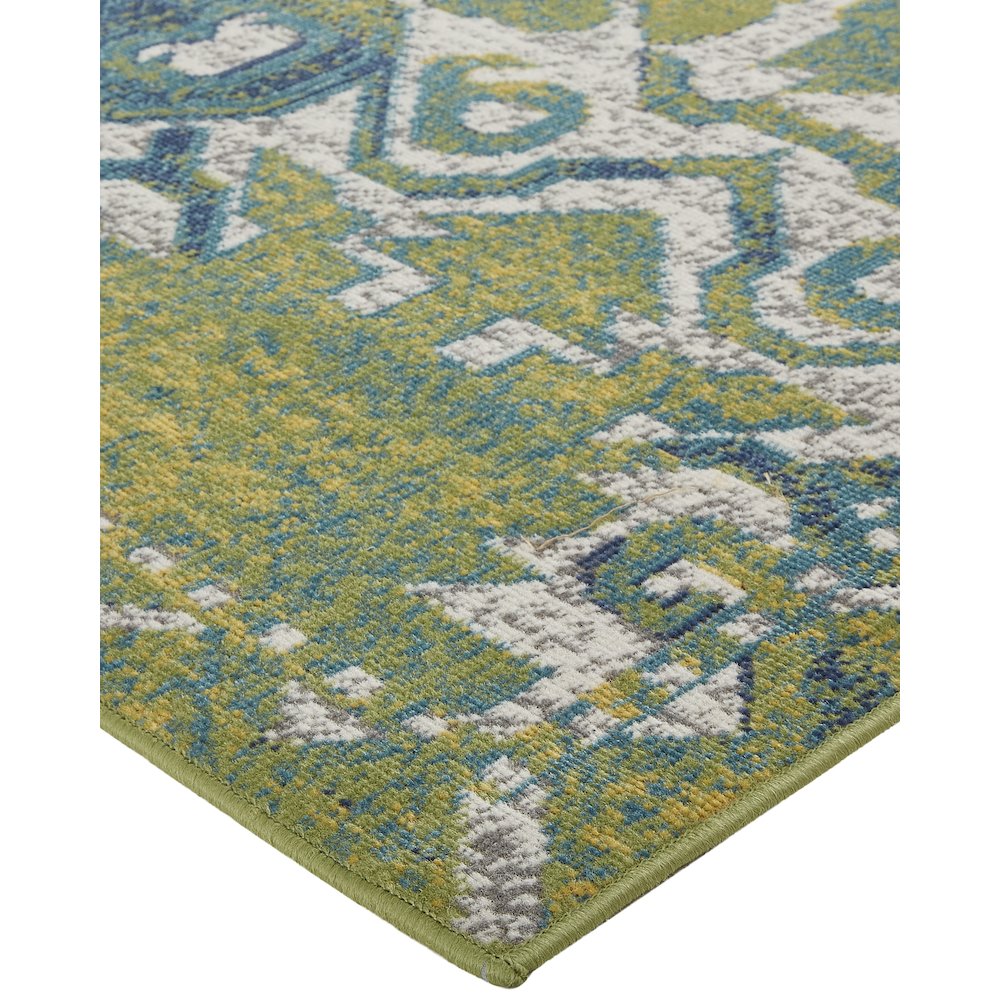 Foster Modern Style Slavic Kilim Rug, Citron Green/Teal/Tan, 10ft x 13ft-2in, FST3758FGRNBGEH13. Picture 3