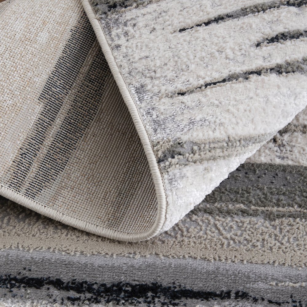 Micah Modern Abstract, Silver/Gray/Black, 8' x 10' Area Rug. Picture 6