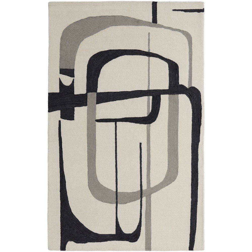 Maguire Transitional Abstract, Ivory/Gray/Black, 8' x 10' Area Rug. Picture 1