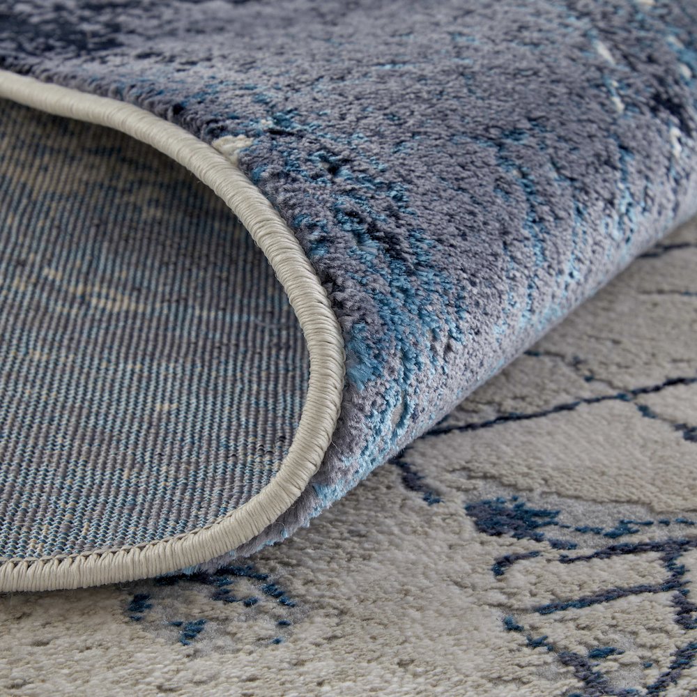 Indio Modern Abstract, Ivory/Blue/Black, 6'-7" x 9'-6" Area Rug. Picture 7
